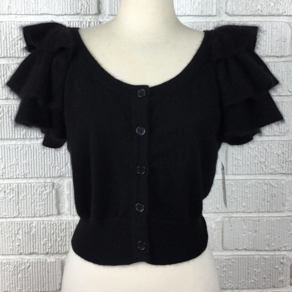 French Connection Black Frilled Sleeve Cardigan - image 1